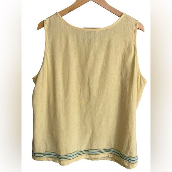 Melrose Studio Yellow Sleeveless Top Embroidered Trim Size 18W - Picture 2 of 5